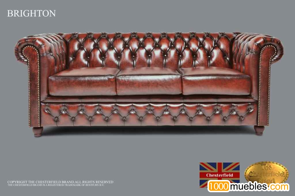 Sofá Chester Brighton 3 asientos Marrón Gastado Auténtic
