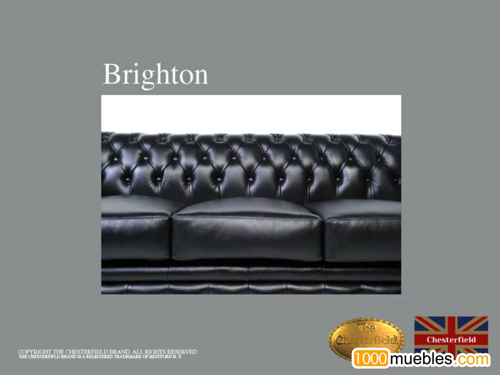Sofá Chester Brighton -3 plazas -Cuero -Negro- Auténtic Chesterfield